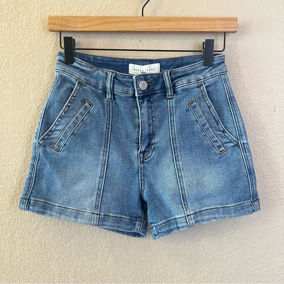 Risen Jeans Pants - Risen Jeans Center Seam Denim Shorts Women’s Small Blue Stretch Casual